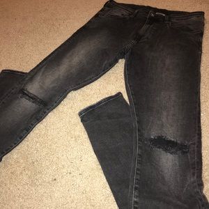 MENS skinny black jeans low waist 34/34